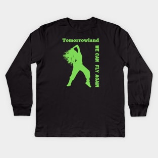 Tomorrowland. We Can Fly Again.Green Kids Long Sleeve T-Shirt